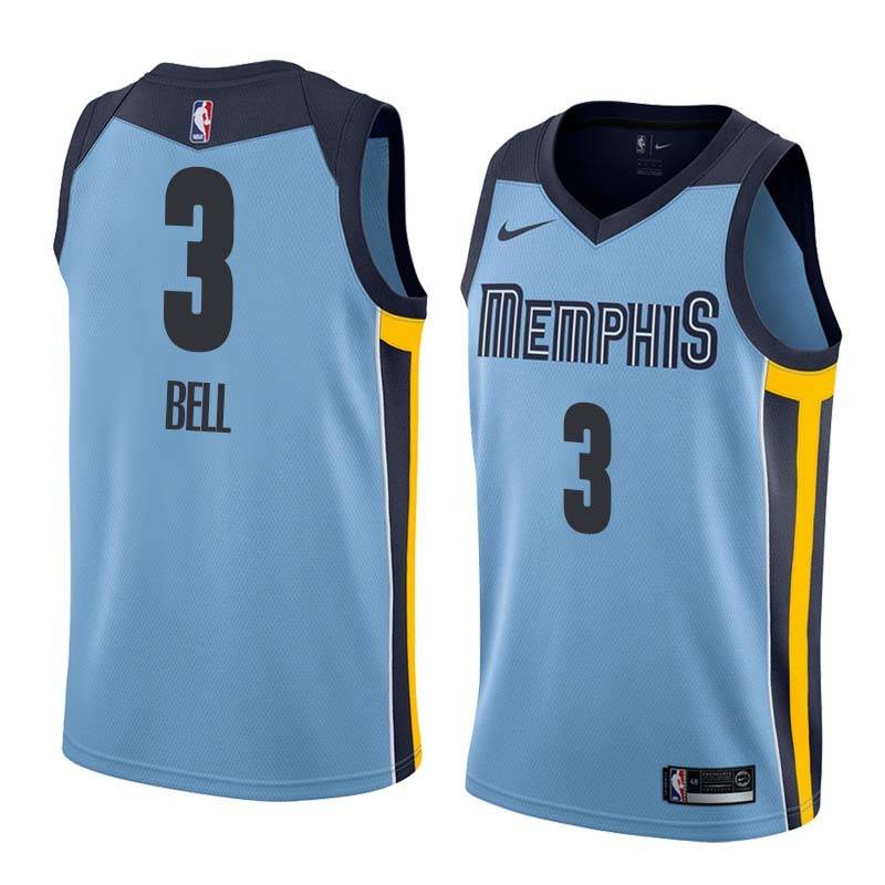 Beale_Street_Blue Troy Bell Grizzlies #3 Twill Basketball Jersey FREE SHIPPING