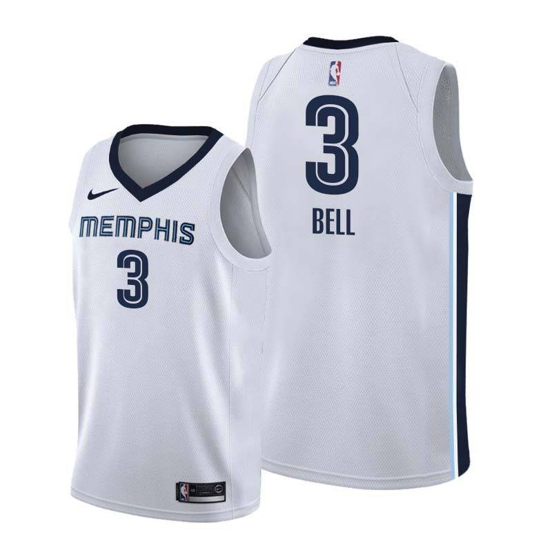 White Troy Bell Grizzlies #3 Twill Basketball Jersey FREE SHIPPING