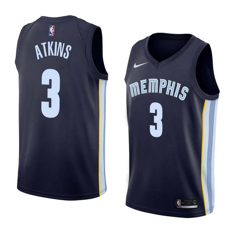 Navy Chucky Atkins Grizzlies #3 Twill Basketball Jersey FREE SHIPPING