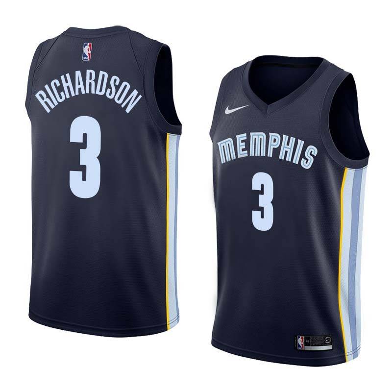 Navy Jeremy Richardson Grizzlies #3 Twill Basketball Jersey FREE SHIPPING