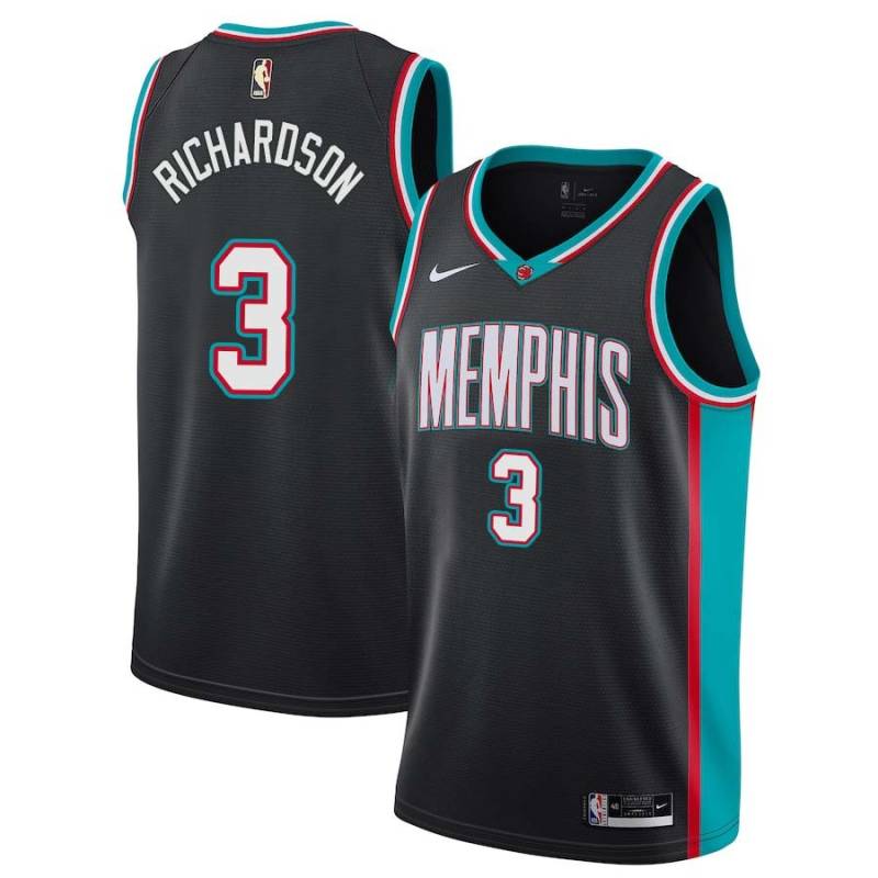 Black_Throwback Jeremy Richardson Grizzlies #3 Twill Basketball Jersey FREE SHIPPING