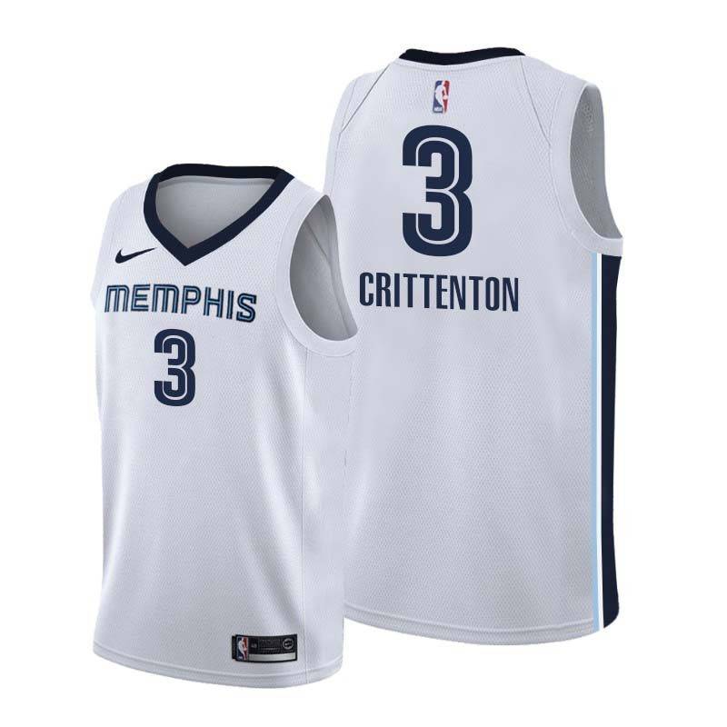 White Javaris Crittenton Grizzlies #3 Twill Basketball Jersey FREE SHIPPING
