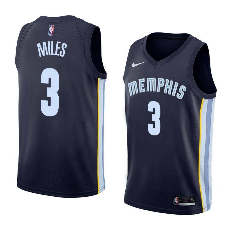 Navy Darius Miles Grizzlies #3 Twill Basketball Jersey FREE SHIPPING