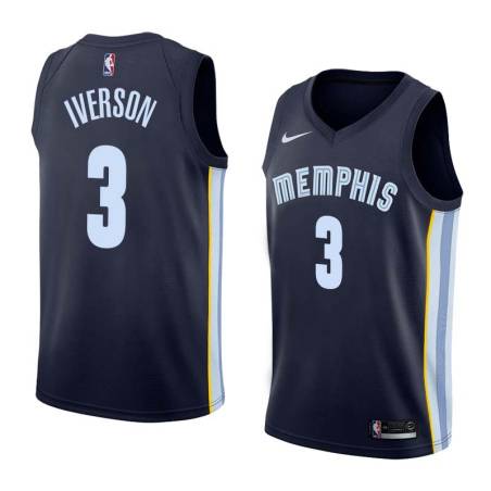 Navy Allen Iverson Grizzlies #3 Twill Basketball Jersey FREE SHIPPING