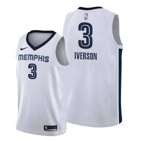 White Allen Iverson Grizzlies #3 Twill Basketball Jersey FREE SHIPPING