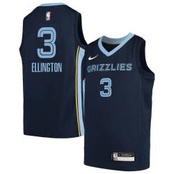 Navy2 Wayne Ellington Grizzlies #3 Twill Basketball Jersey FREE SHIPPING