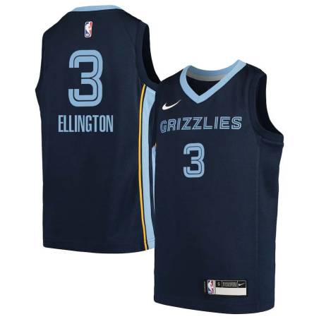 Navy2 Wayne Ellington Grizzlies #3 Twill Basketball Jersey FREE SHIPPING