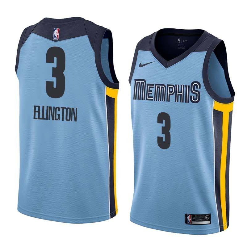 Beale_Street_Blue Wayne Ellington Grizzlies #3 Twill Basketball Jersey FREE SHIPPING