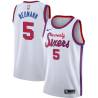 White Classic Paul Neumann Twill Basketball Jersey -76ers #5 Neumann Twill Jerseys, FREE SHIPPING