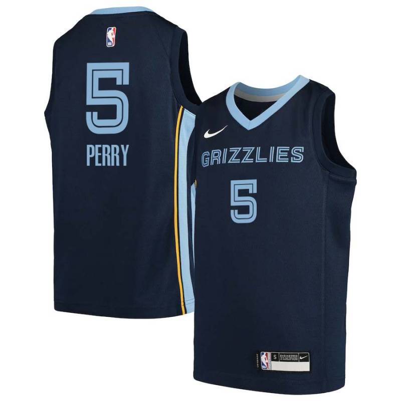 Navy2 Elliot Perry Grizzlies #5 Twill Basketball Jersey FREE SHIPPING