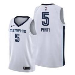 White Elliot Perry Grizzlies #5 Twill Basketball Jersey FREE SHIPPING