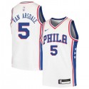 White Tom Van Arsdale Twill Basketball Jersey -76ers #5 Van Arsdale Twill Jerseys, FREE SHIPPING