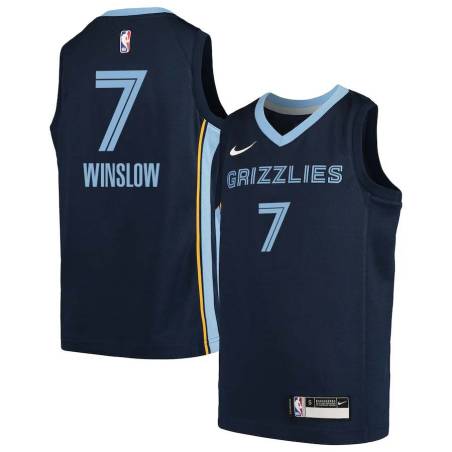Navy2 Justise Winslow Grizzlies #7 Twill Basketball Jersey FREE SHIPPING