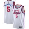 White Classic Tom Van Arsdale Twill Basketball Jersey -76ers #5 Van Arsdale Twill Jerseys, FREE SHIPPING