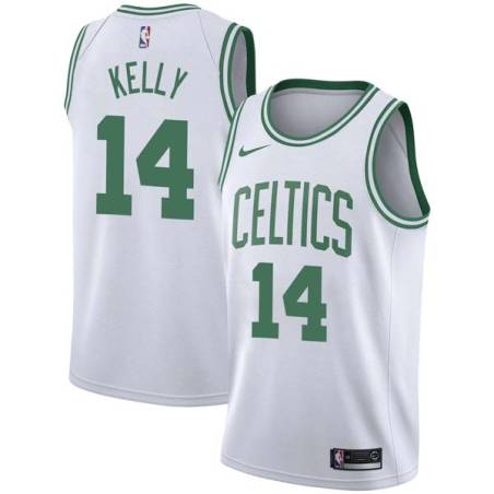 White Jerry Kelly Twill Basketball Jersey -Celtics #14 Kelly Twill Jerseys, FREE SHIPPING