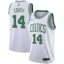 White Bob Cousy Twill Basketball Jersey -Celtics #14 Cousy Twill Jerseys, FREE SHIPPING