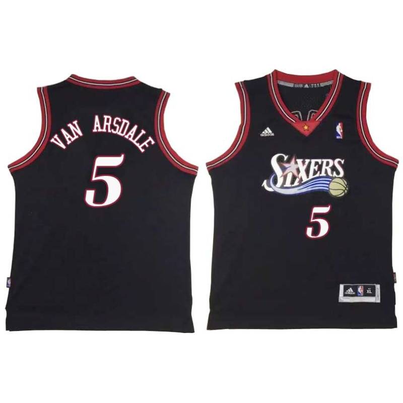 Black Throwback Tom Van Arsdale Twill Basketball Jersey -76ers #5 Van Arsdale Twill Jerseys, FREE SHIPPING