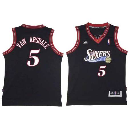 Black Throwback Tom Van Arsdale Twill Basketball Jersey -76ers #5 Van Arsdale Twill Jerseys, FREE SHIPPING