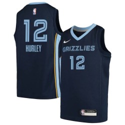 Navy2 Bobby Hurley Grizzlies #12 Twill Basketball Jersey FREE SHIPPING