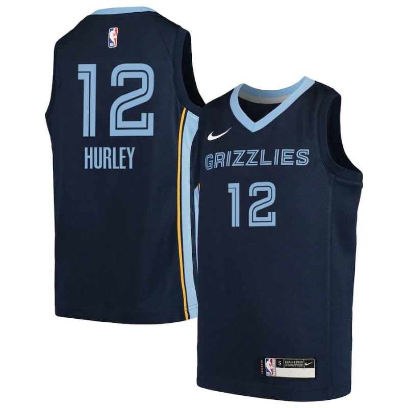 Navy2 Bobby Hurley Grizzlies #12 Twill Basketball Jersey FREE SHIPPING