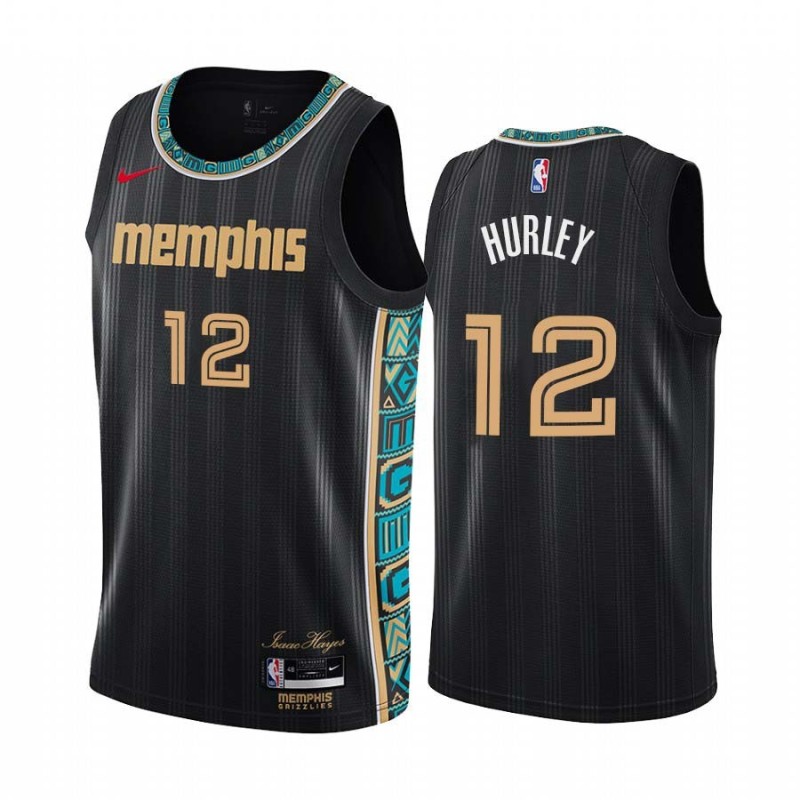 Black_City Bobby Hurley Grizzlies #12 Twill Basketball Jersey FREE SHIPPING