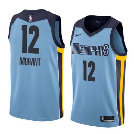 Beale_Street_Blue Ja Morant Grizzlies #12 Twill Basketball Jersey FREE SHIPPING
