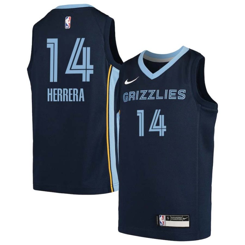 Navy2 Carl Herrera Grizzlies #14 Twill Basketball Jersey FREE SHIPPING