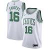 White Tom Sanders Twill Basketball Jersey -Celtics #16 Sanders Twill Jerseys, FREE SHIPPING