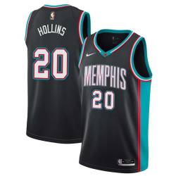 Black_City Ryan Hollins Grizzlies #20 Twill Basketball Jersey FREE SHIPPING