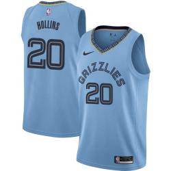 Beale_Street_Blue Ryan Hollins Grizzlies #20 Twill Basketball Jersey FREE SHIPPING