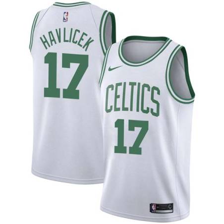 White John Havlicek Twill Basketball Jersey -Celtics #17 Havlicek Twill Jerseys, FREE SHIPPING