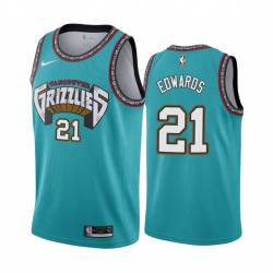 Green_Throwback Kevin Edwards Grizzlies #21 Twill Basketball Jersey FREE SHIPPING