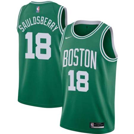 Green Woody Sauldsberry Twill Basketball Jersey -Celtics #18 Sauldsberry Twill Jerseys, FREE SHIPPING