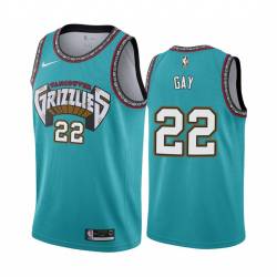 Green_Throwback Rudy Gay Grizzlies #22 Twill Basketball Jersey FREE SHIPPING