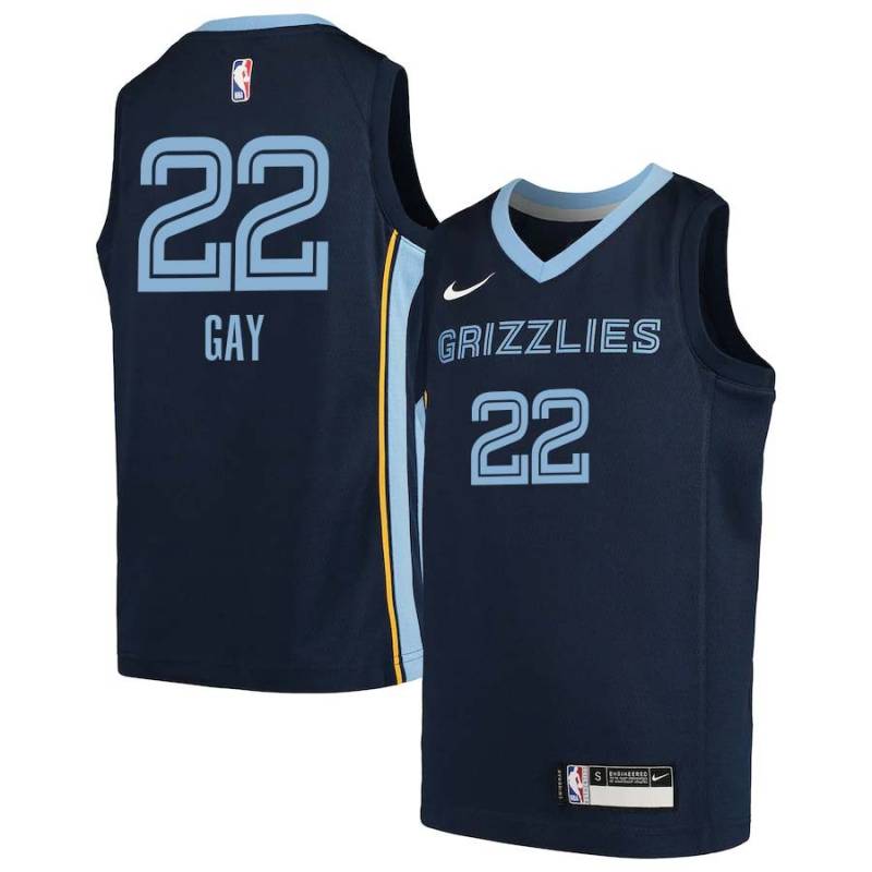 Navy2 Rudy Gay Grizzlies #22 Twill Basketball Jersey FREE SHIPPING