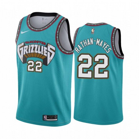 Green_Throwback Xavier Rathan-Mayes Grizzlies #22 Twill Basketball Jersey FREE SHIPPING