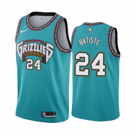 Green_Throwback Mike Batiste Grizzlies #24 Twill Basketball Jersey FREE SHIPPING