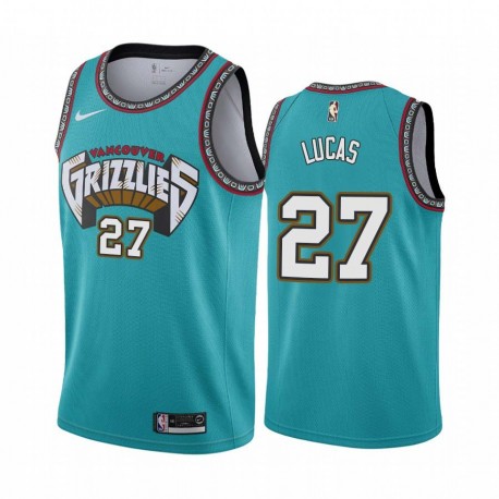 Green_Throwback Kalin Lucas Grizzlies #27 Twill Basketball Jersey FREE SHIPPING