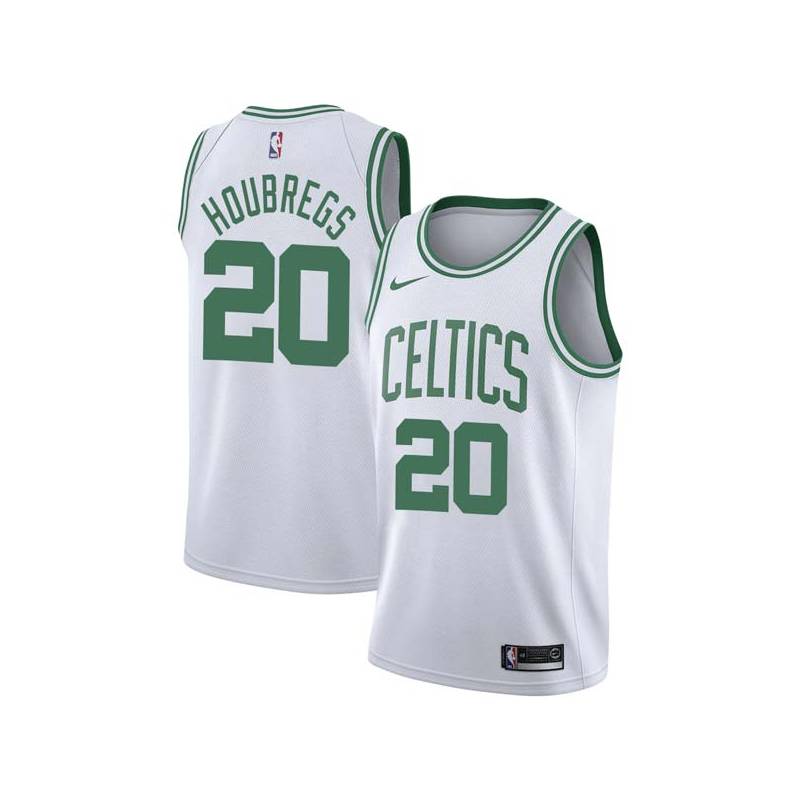 White Bob Houbregs Twill Basketball Jersey -Celtics #20 Houbregs Twill Jerseys, FREE SHIPPING