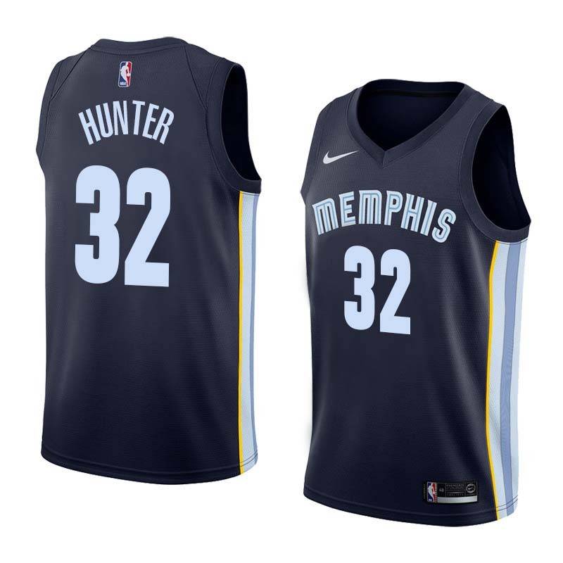 Navy Vince Hunter Grizzlies #32 Twill Basketball Jersey FREE SHIPPING