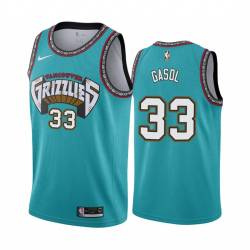 Green_Throwback Marc Gasol Grizzlies #33 Twill Basketball Jersey FREE SHIPPING