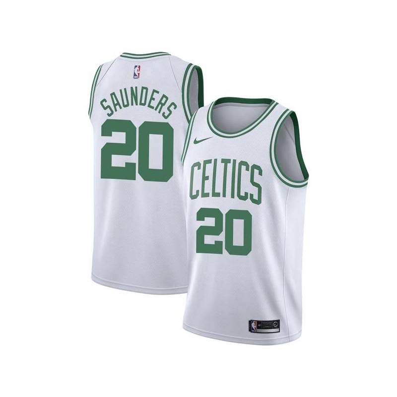 White Fred Saunders Twill Basketball Jersey -Celtics #20 Saunders Twill Jerseys, FREE SHIPPING