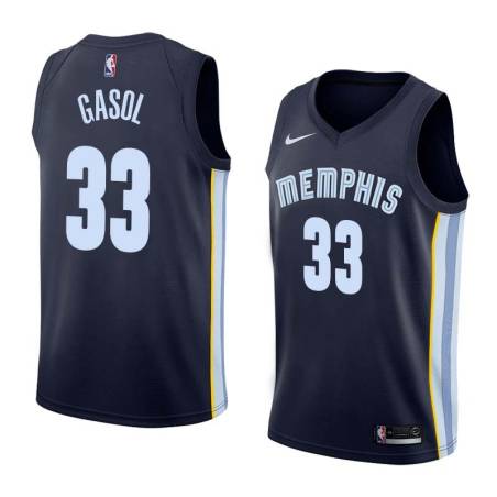 Navy Marc Gasol Grizzlies #33 Twill Basketball Jersey FREE SHIPPING