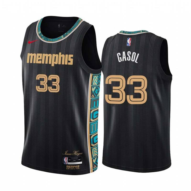 Black_City Marc Gasol Grizzlies #33 Twill Basketball Jersey FREE SHIPPING