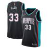 Black_Throwback Marc Gasol Grizzlies #33 Twill Basketball Jersey FREE SHIPPING