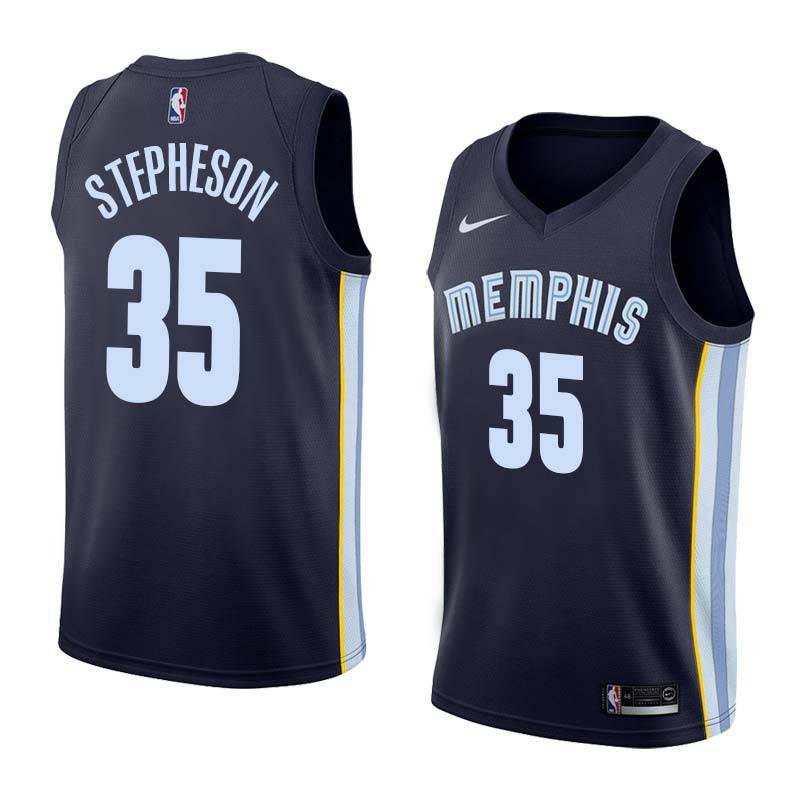 Navy Alex Stepheson Grizzlies #35 Twill Basketball Jersey FREE SHIPPING