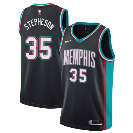 Black_Throwback Alex Stepheson Grizzlies #35 Twill Basketball Jersey FREE SHIPPING