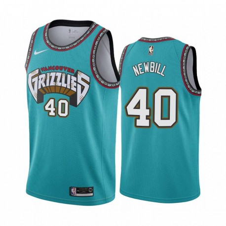 Green_Throwback Ivano Newbill Grizzlies #40 Twill Basketball Jersey FREE SHIPPING