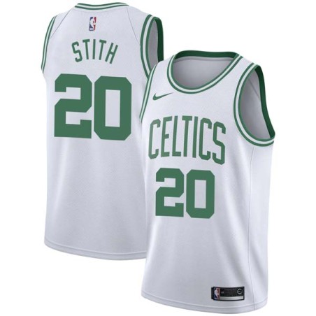 White Bryant Stith Twill Basketball Jersey -Celtics #20 Stith Twill Jerseys, FREE SHIPPING