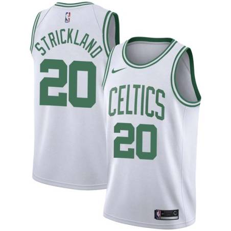 White Erick Strickland Twill Basketball Jersey -Celtics #20 Strickland Twill Jerseys, FREE SHIPPING